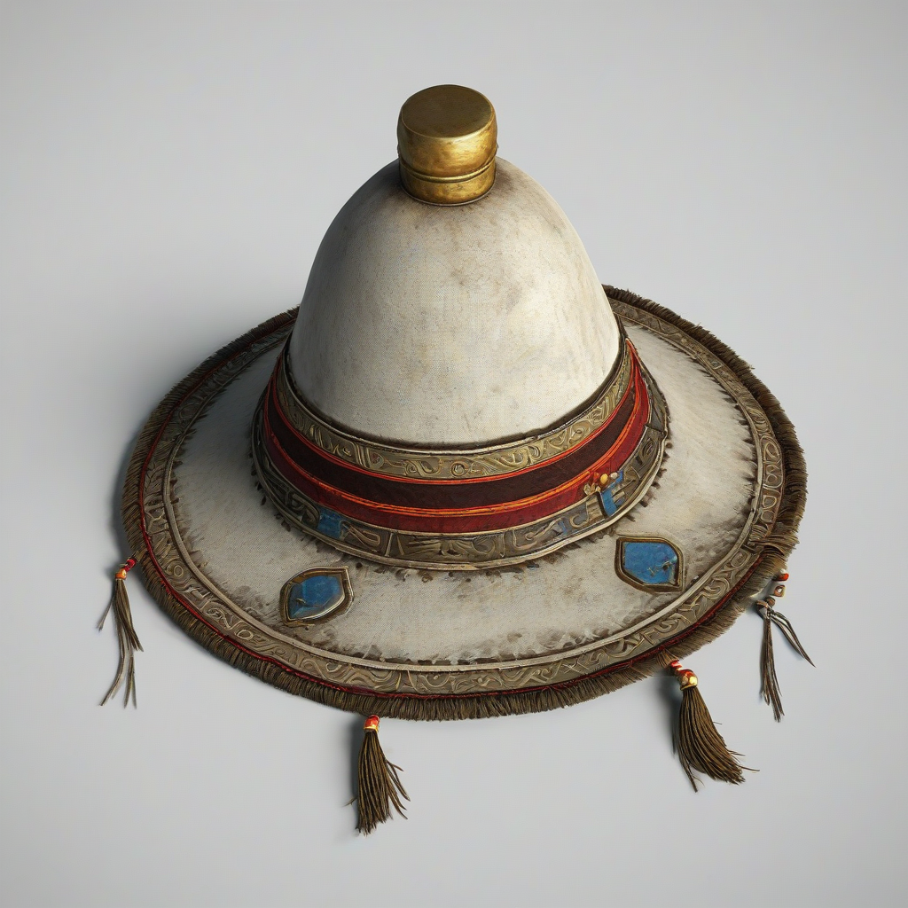 game asset style Mongolian hat, on a plain white background, even lighting