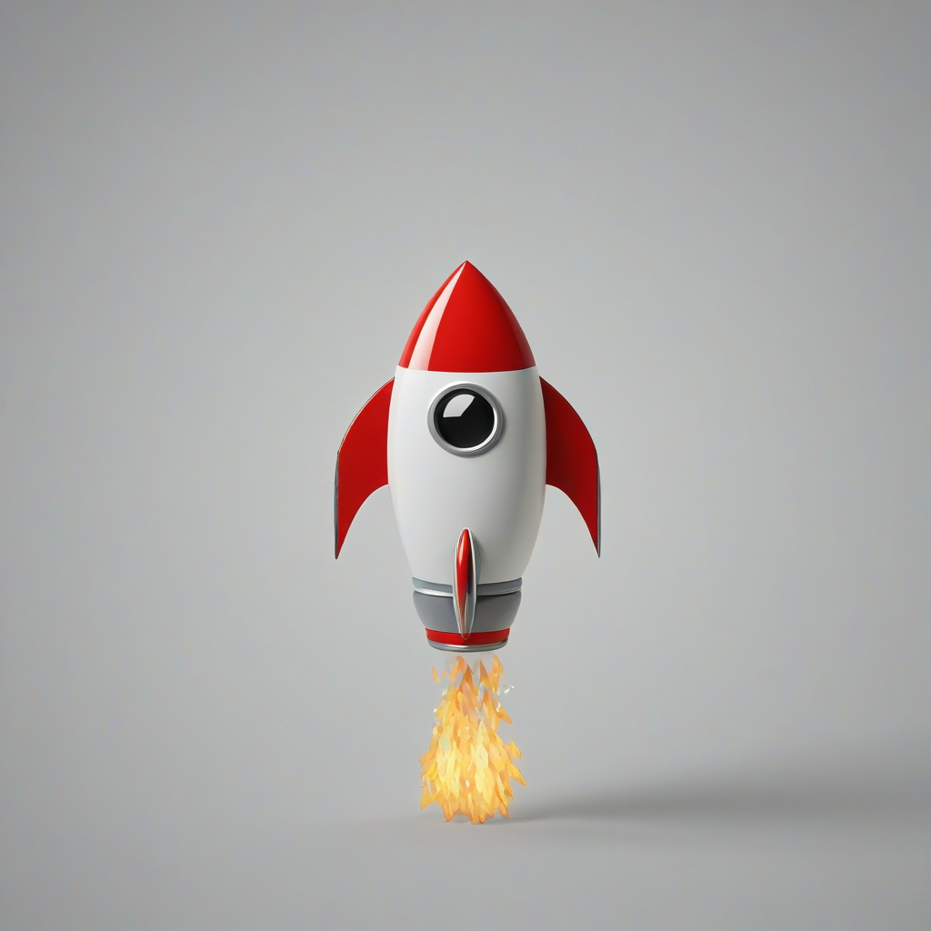 cartoon rocket, on a plain white background, even lighting