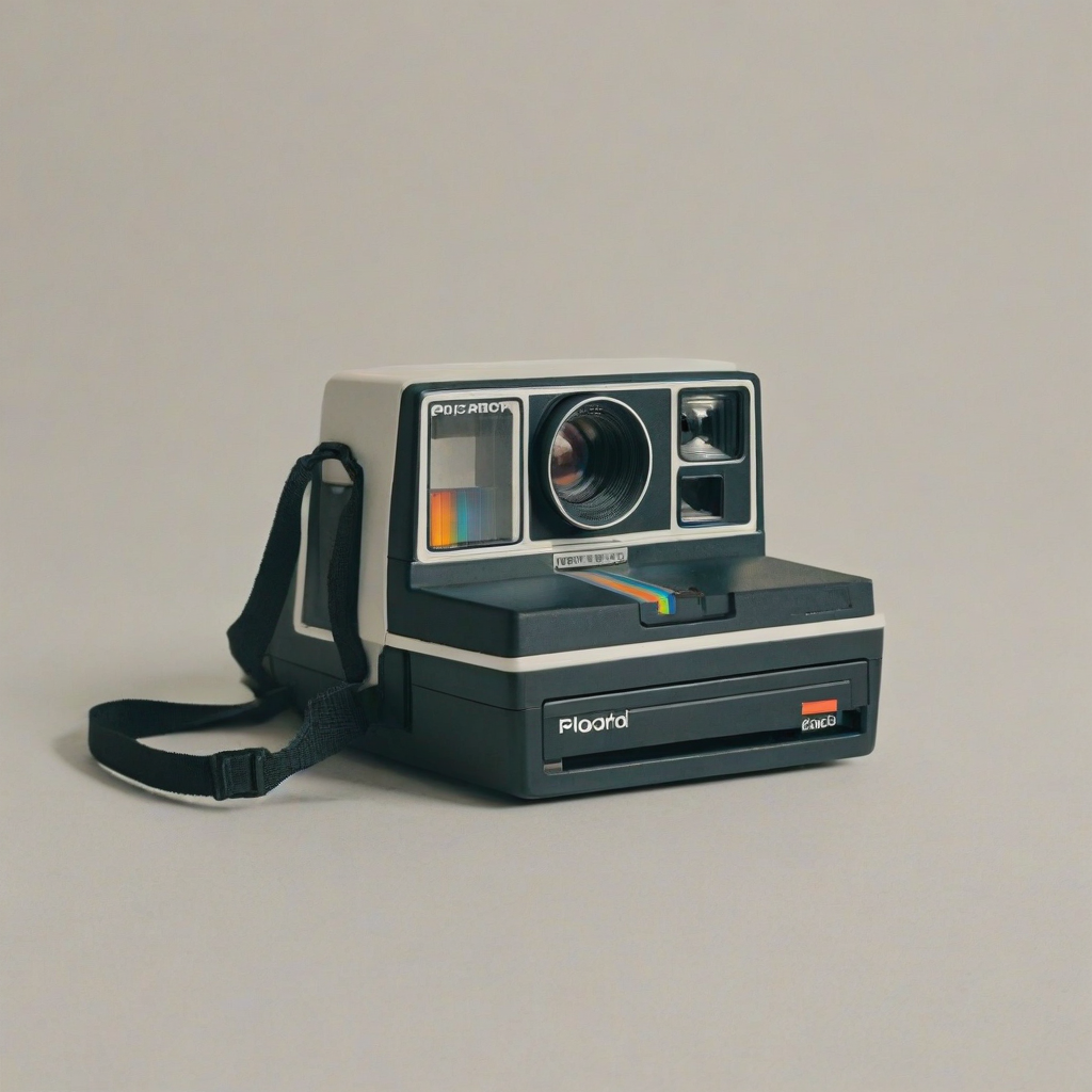 1980's polaroid camera, on a plain white background, even lighting