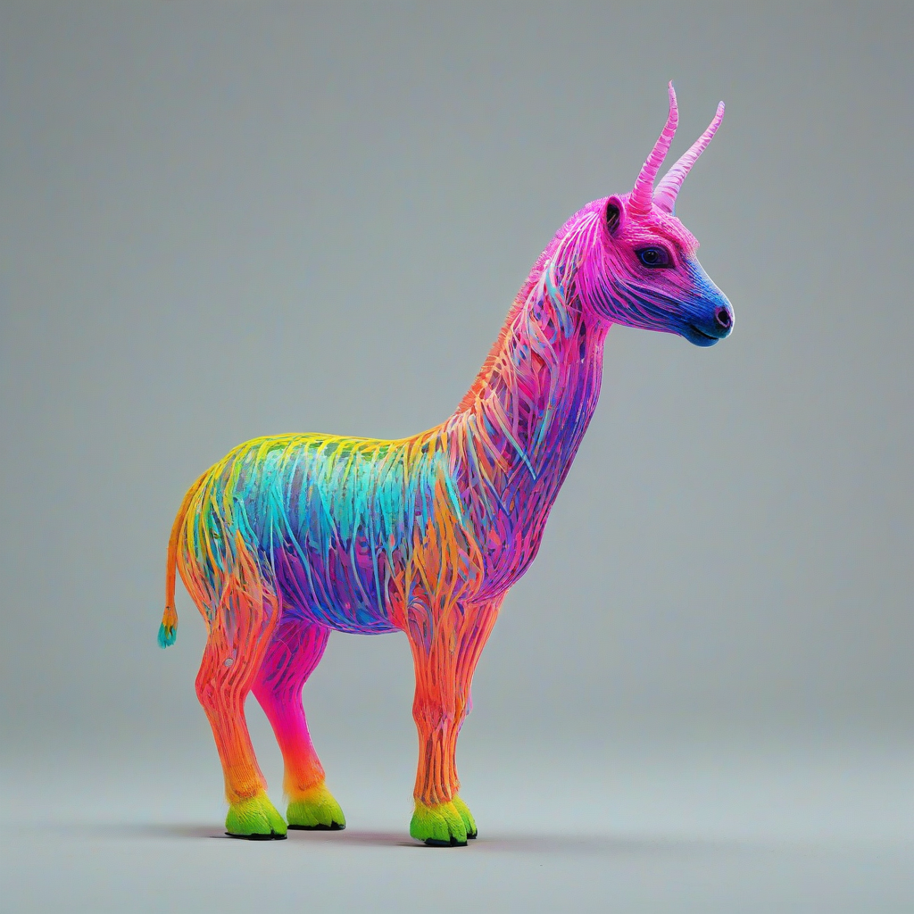 neon colors, gentle, sweet, imaginary animal, on a plain white background, even lighting