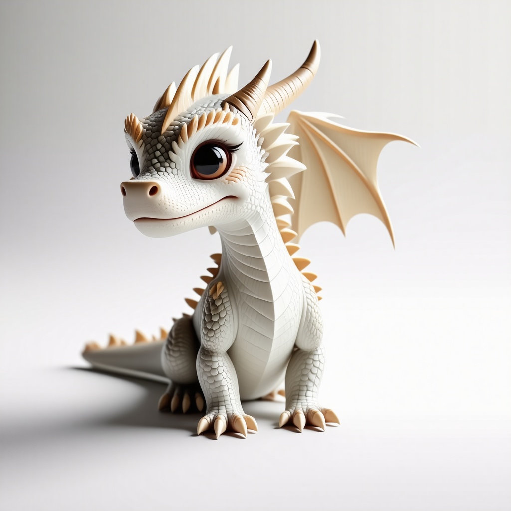 a tiny spiky baby white dragon