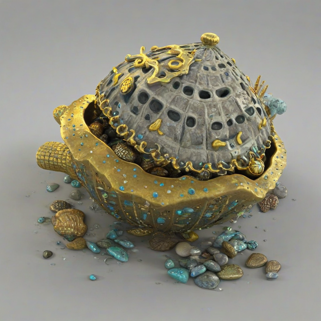 3d cartoon sea treasure object, on a plain white background, even lighting