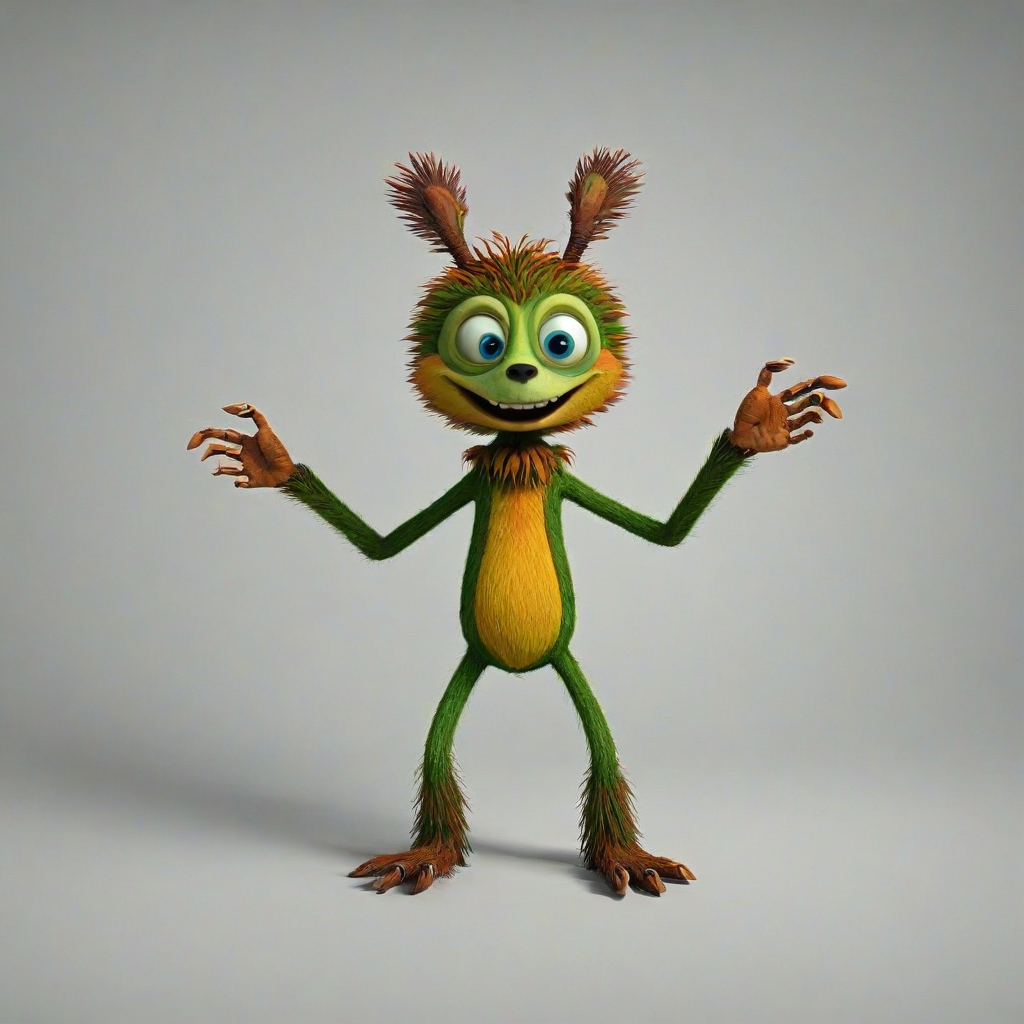 3D cartoon, hand-drawn, forest creature, on a plain white background, even lighting