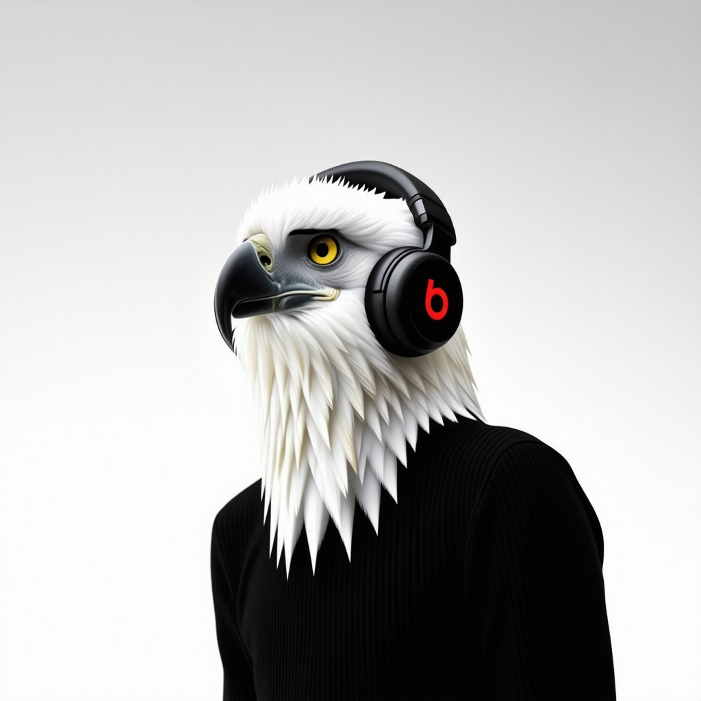 A Harpy wearing beats headphones