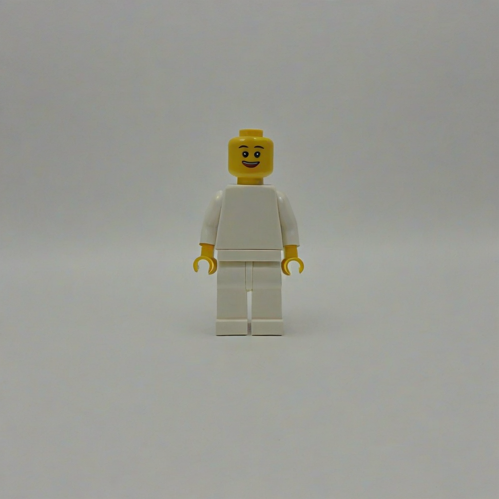 lego person, full body visible, on a plain white background, even lighting