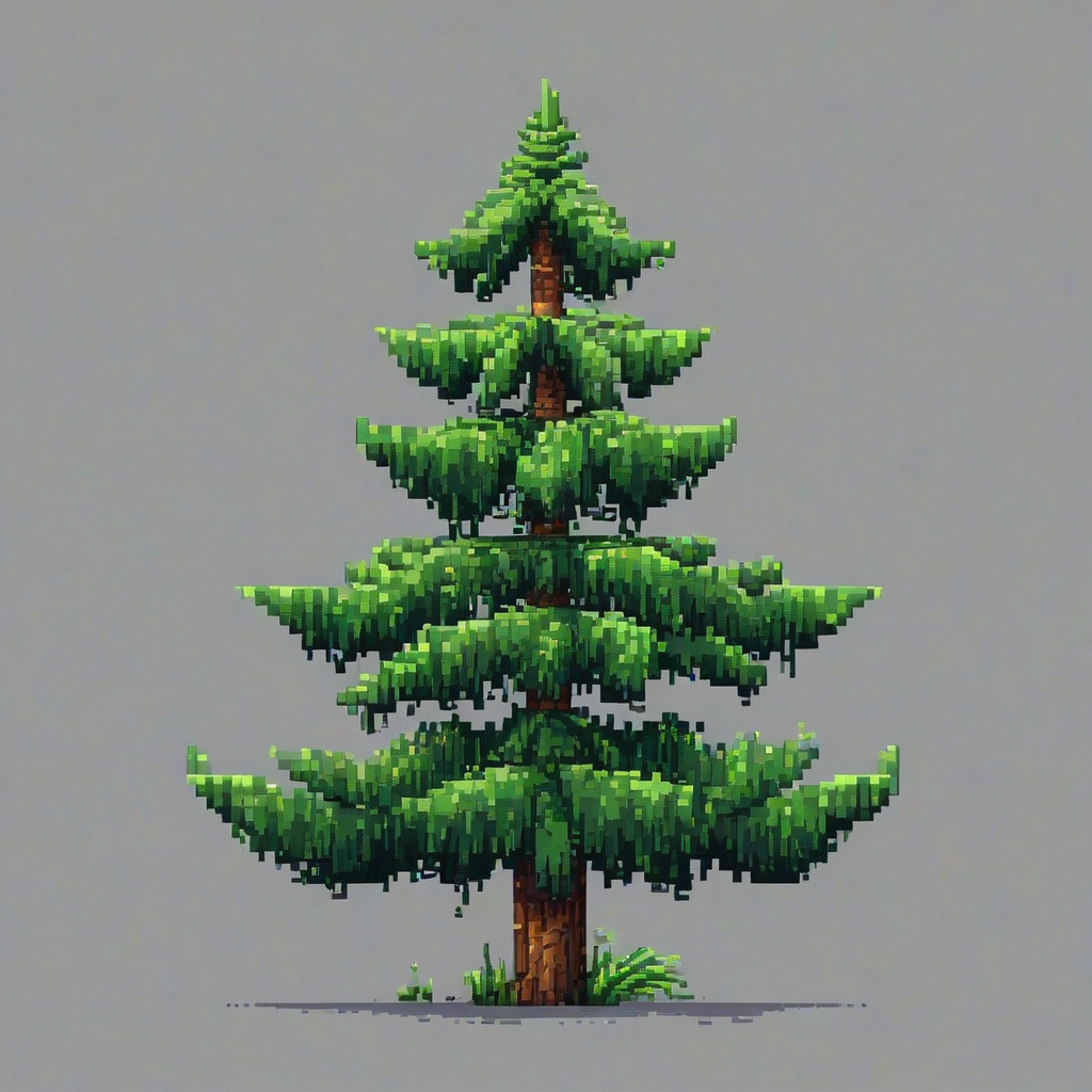 Pixel art of a pine tree