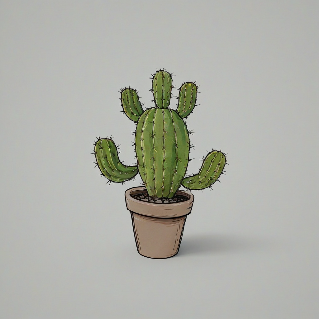 cartoon cactus, on a plain white background, even lighting