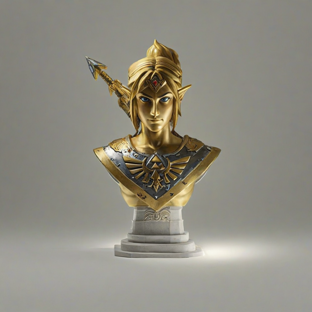 bust of a Zelda warrior, bright lighting, on a plain white background, even lighting