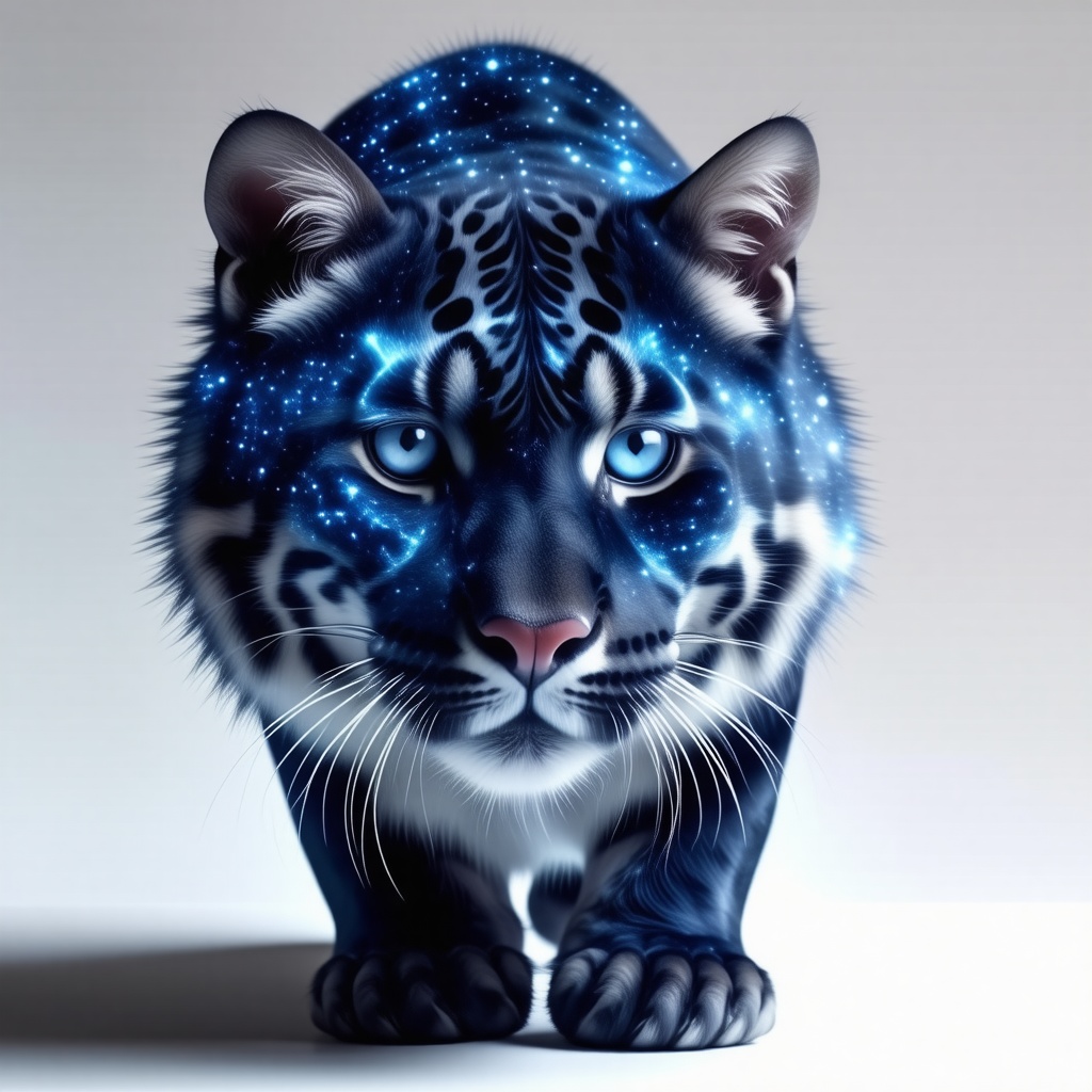 Big cat like creature with fur that looks like a galaxy