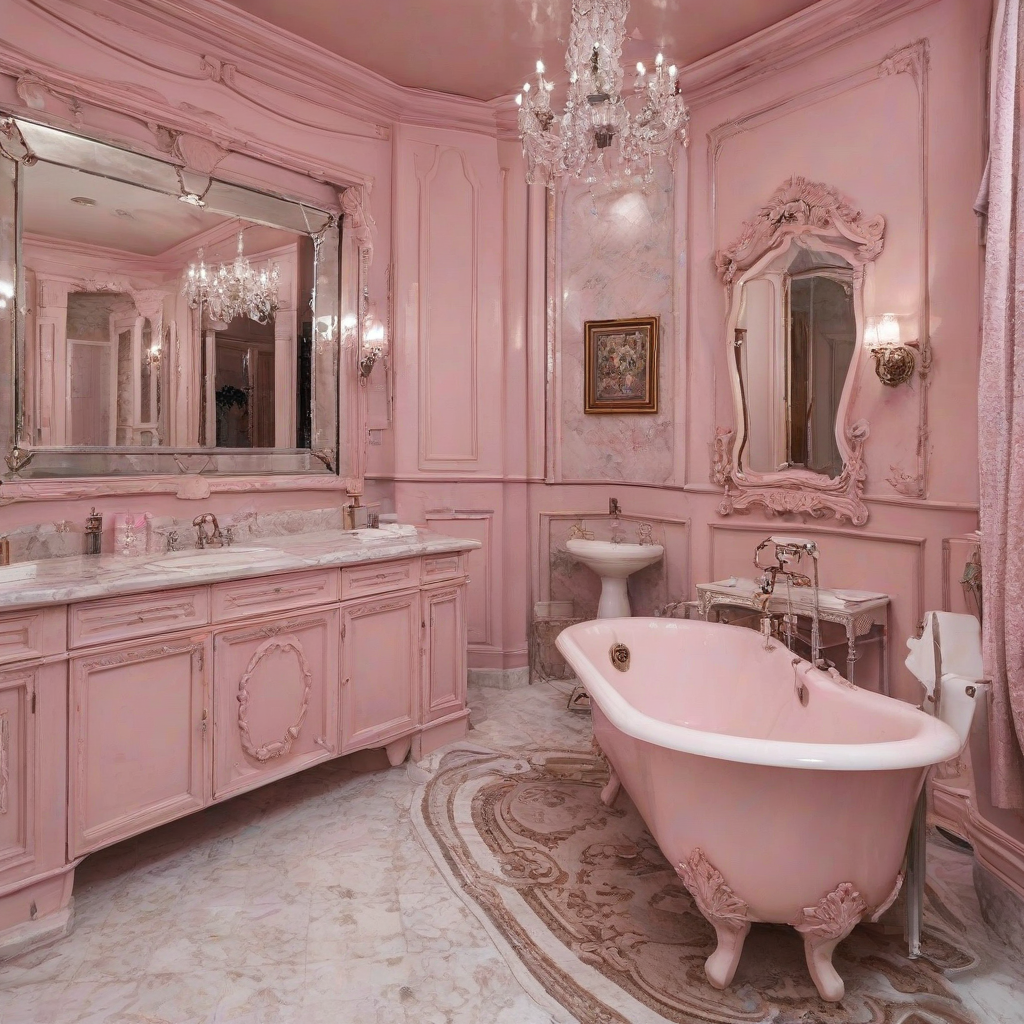 the bathroom in a pink mansion