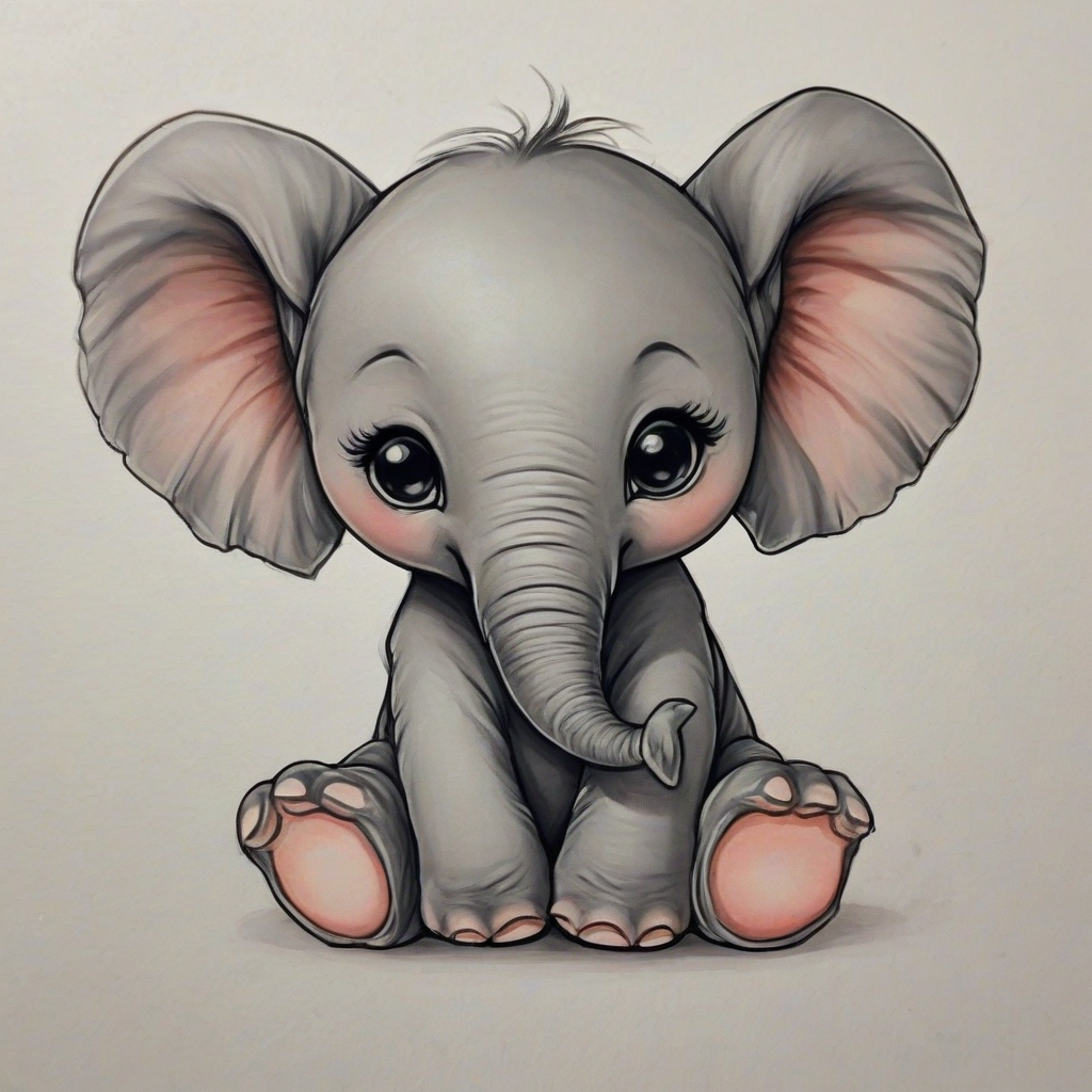 a baby elephant chibi style
