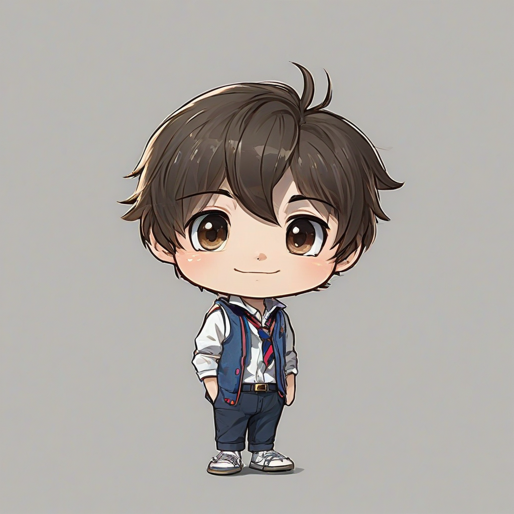 chibi style preppy boy, on a plain white background, even lighting