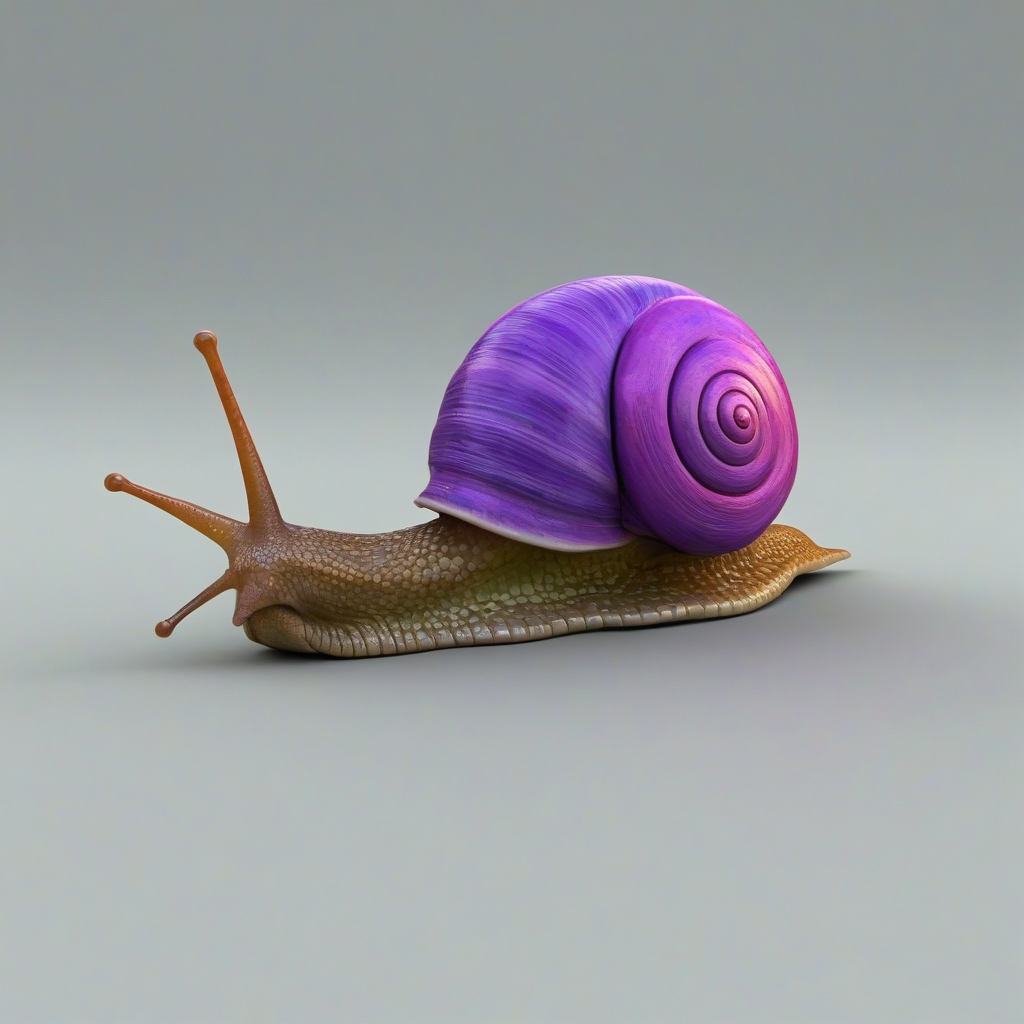 one 3d cartoon animation snail, vivid colors, on a plain white background,, on a plain white background, even lighting