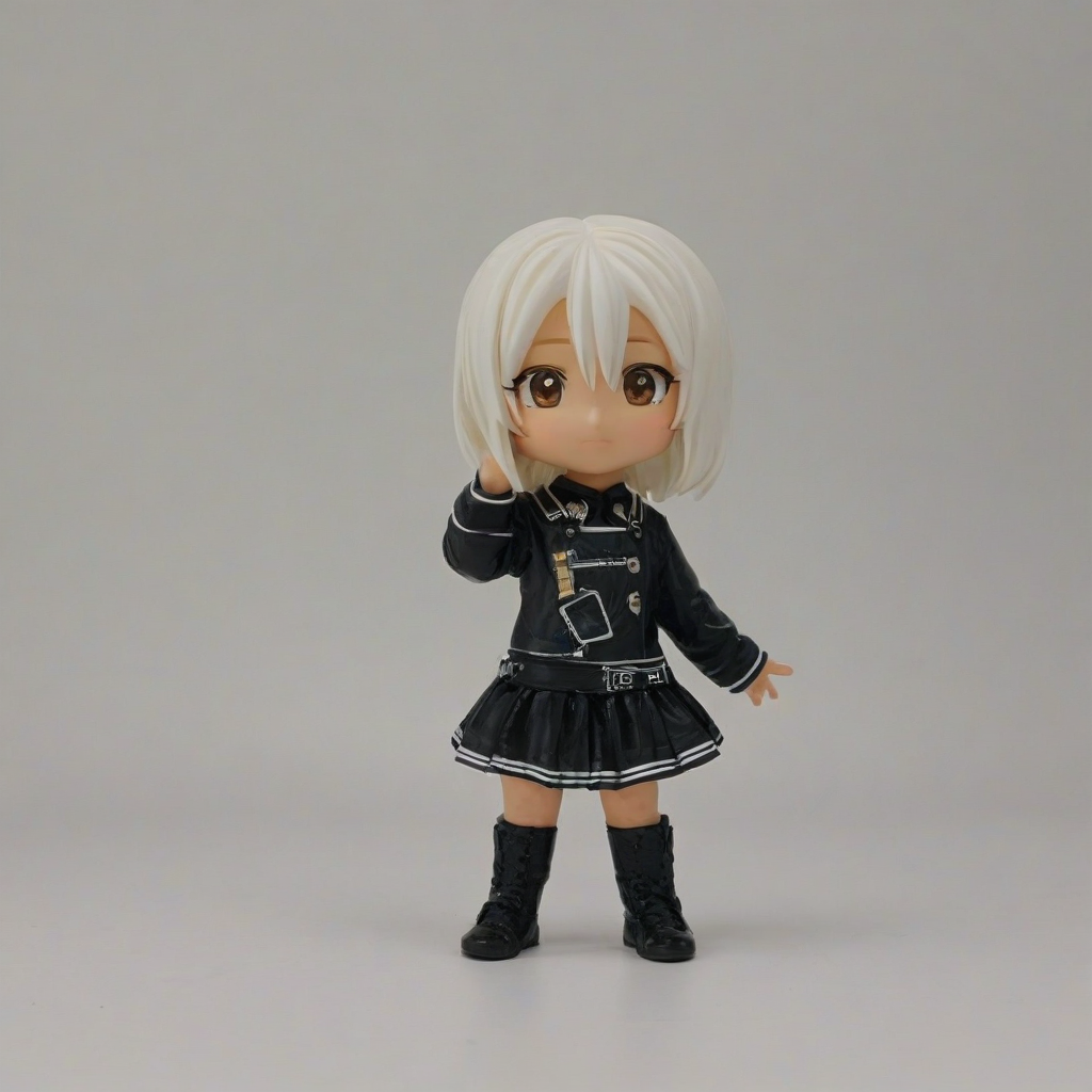 Chibi anime style K-pop star, on a plain white background, even lighting