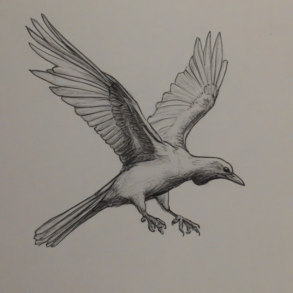 Sketch drawing of a flying bird