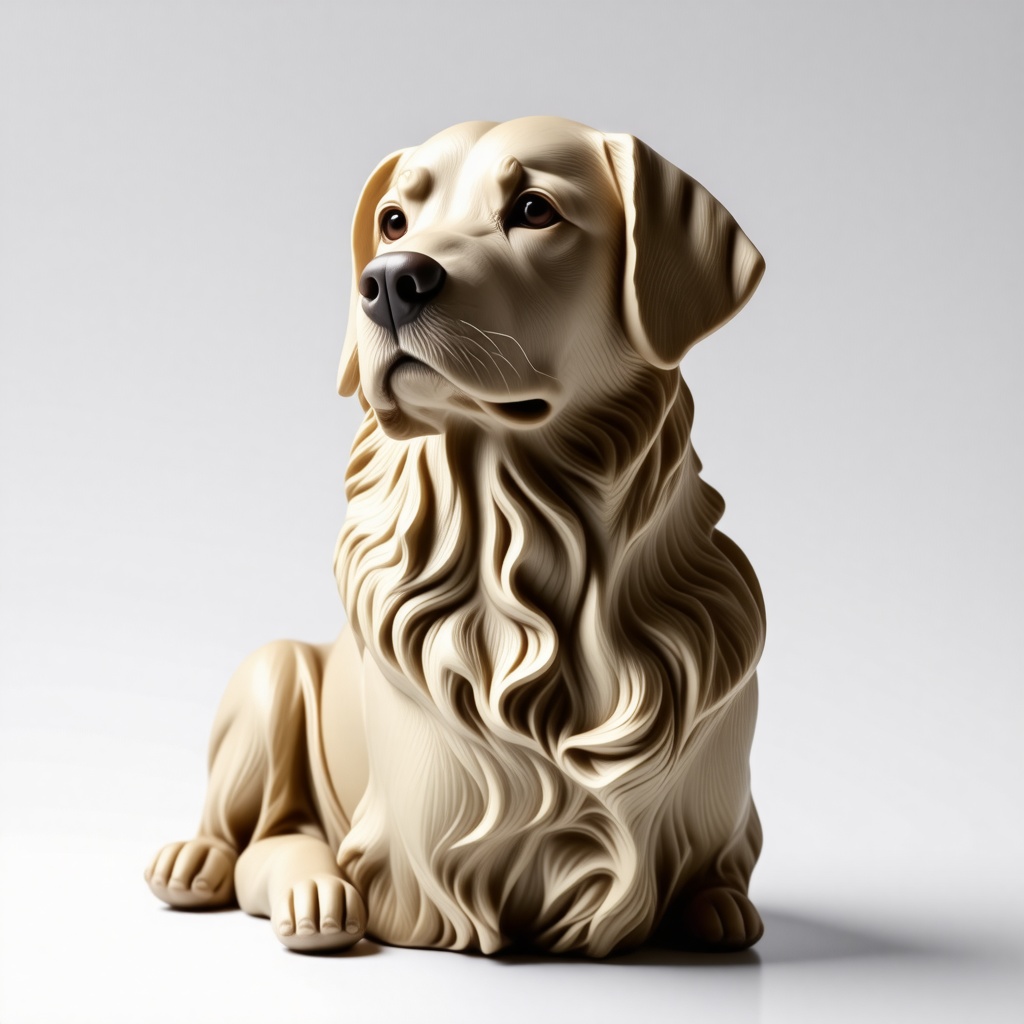A Greek statue of a golden retriever