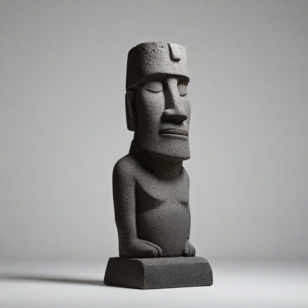 Moai statue, on a plain white background, even lighting
