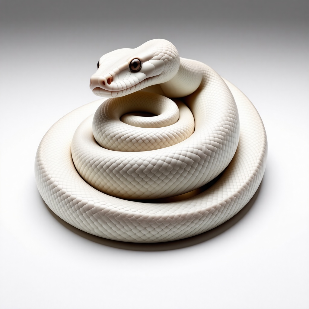 coiled up albino snake