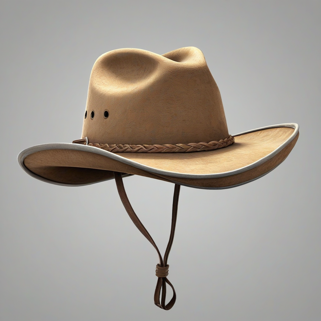 cartoon style light brown cowboy hat, on a plain white background, even lighting