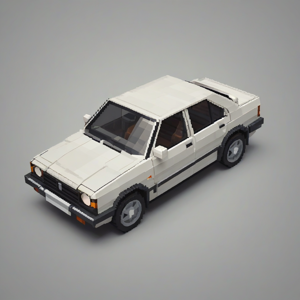 car in pixel art style, full-body view, on plain white background, on a plain white background, even lighting 