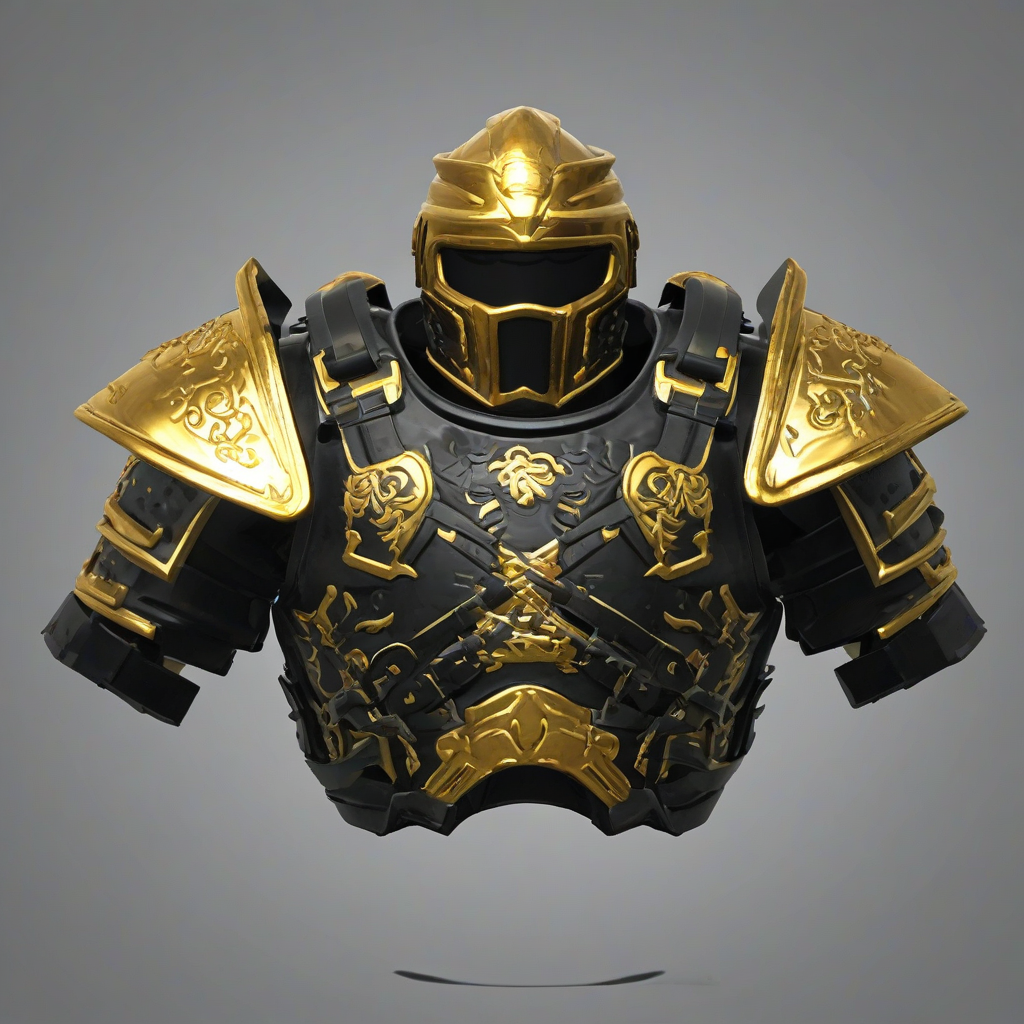 A Roblox R6 , samurai chestplate only the chestplate make it look dark and gold, on a plain white background, even lighting