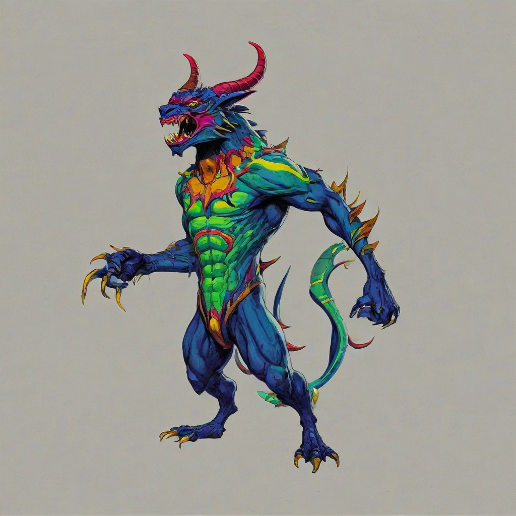 cel-shaded, bold lines, villainous beast, vivid colors,, on a plain white background, even lighting