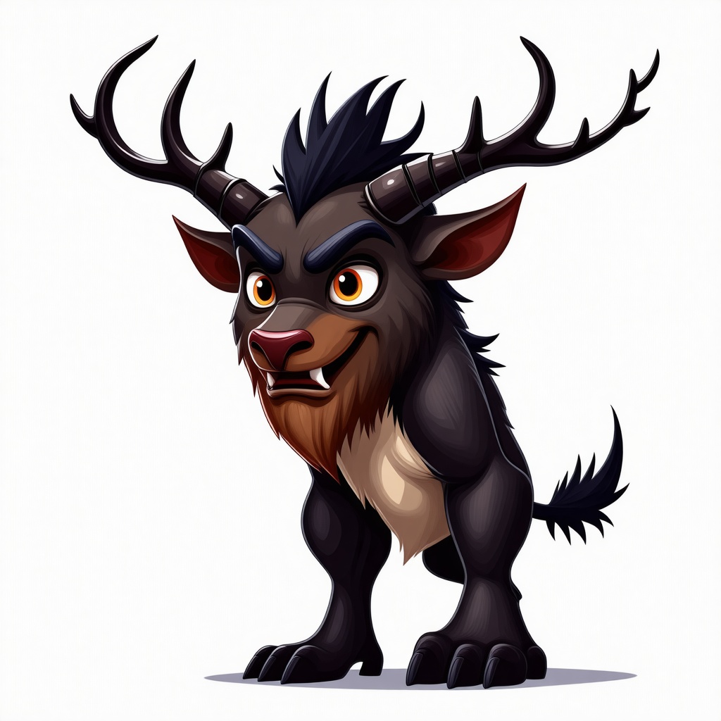 A fierce wendigo in a cute cartoon style