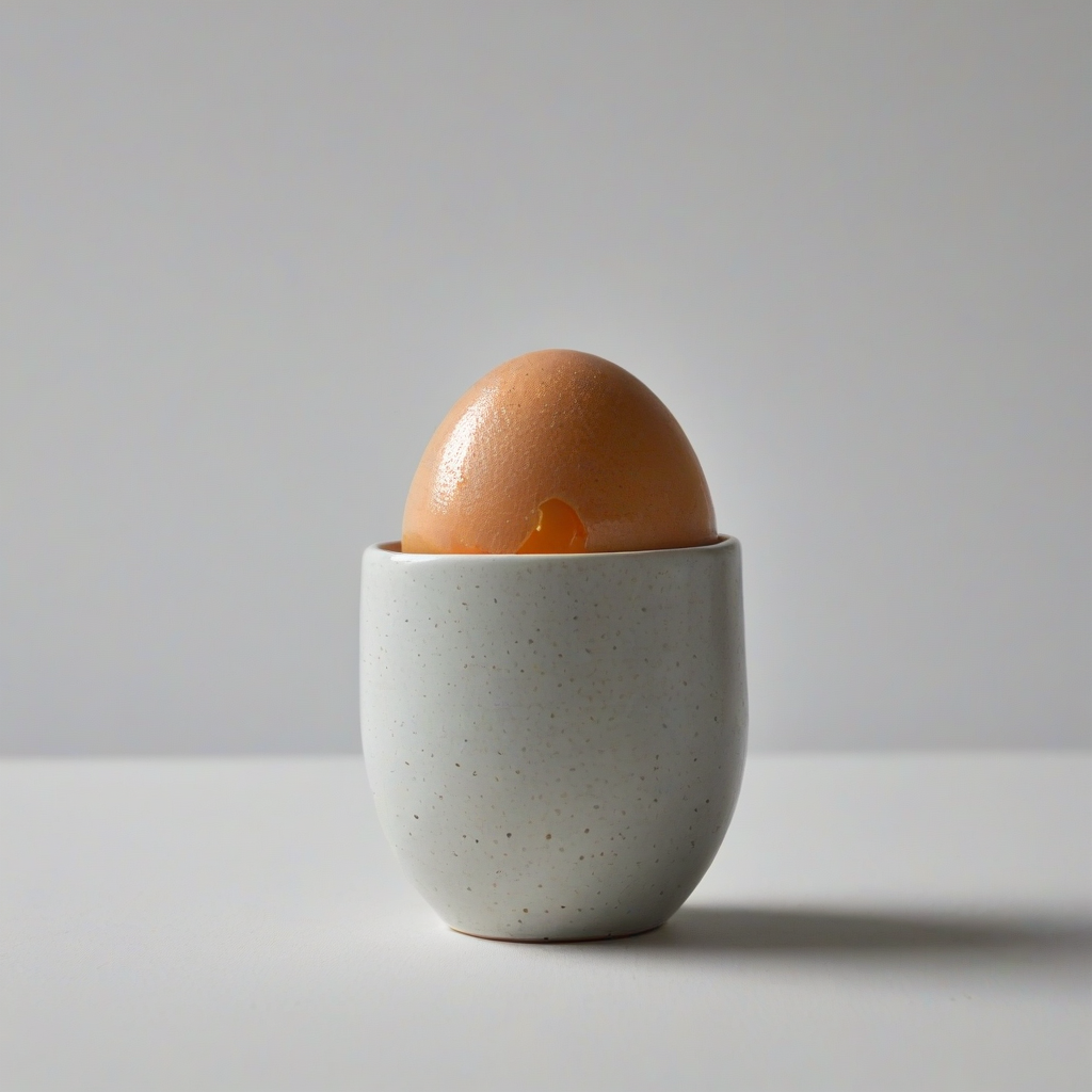 ceramic, soft boiled egg cup, on a plain white background, even lighting