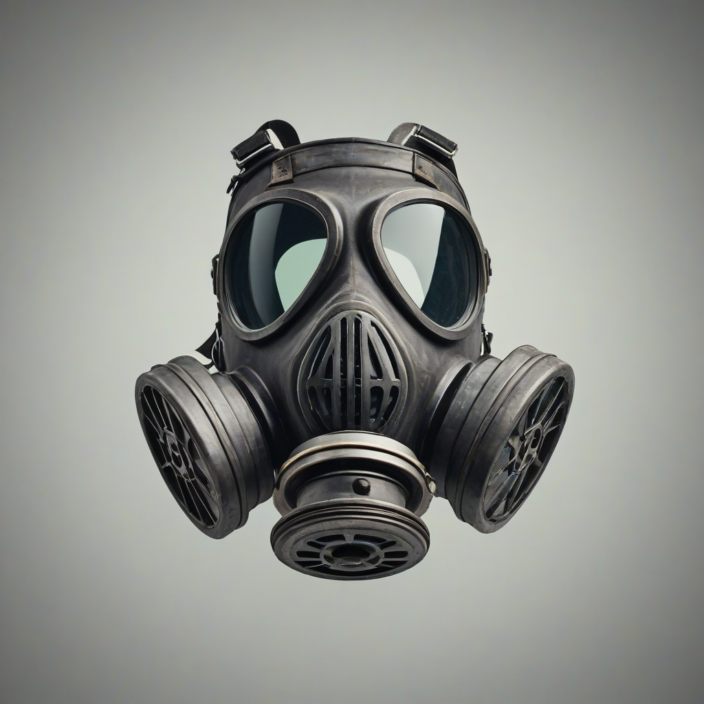 Game asset style vintage gas mask, on a plain white background, even lighting