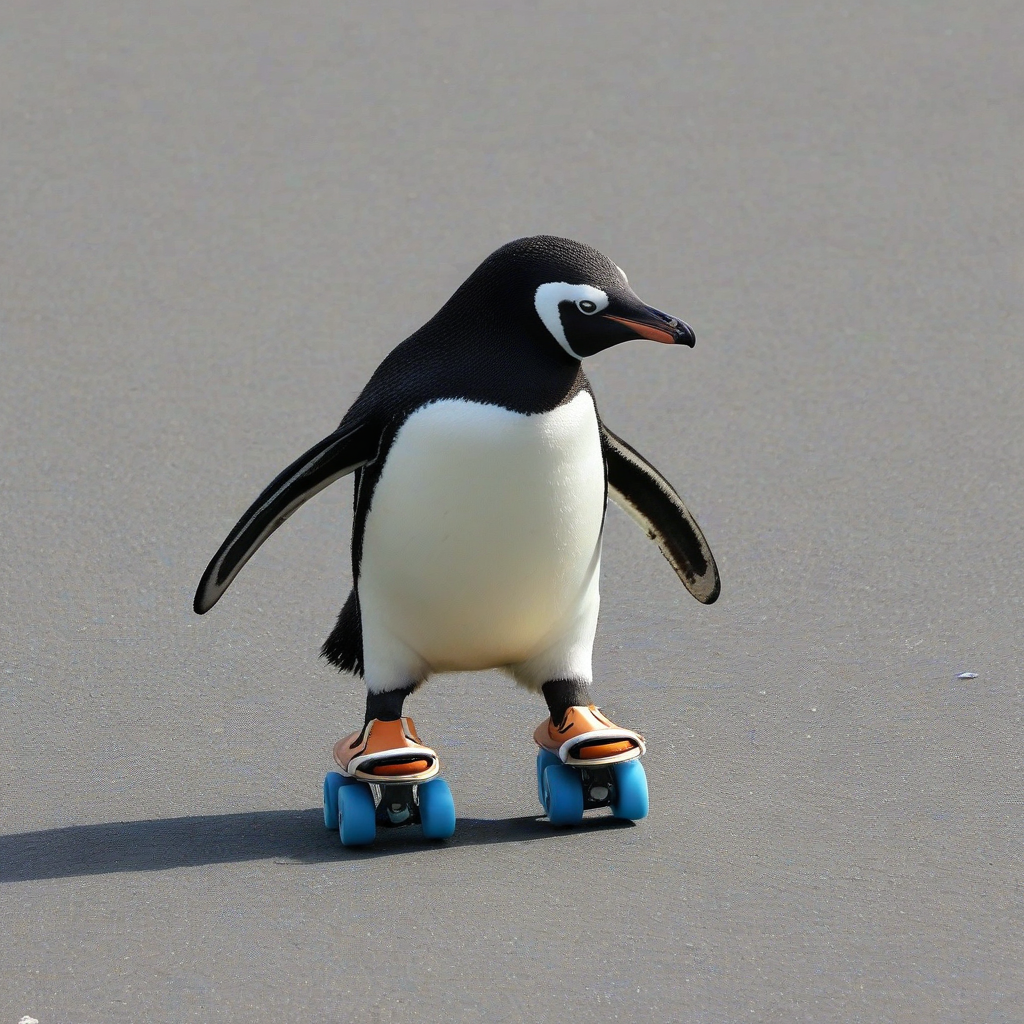 a roller skating penguin