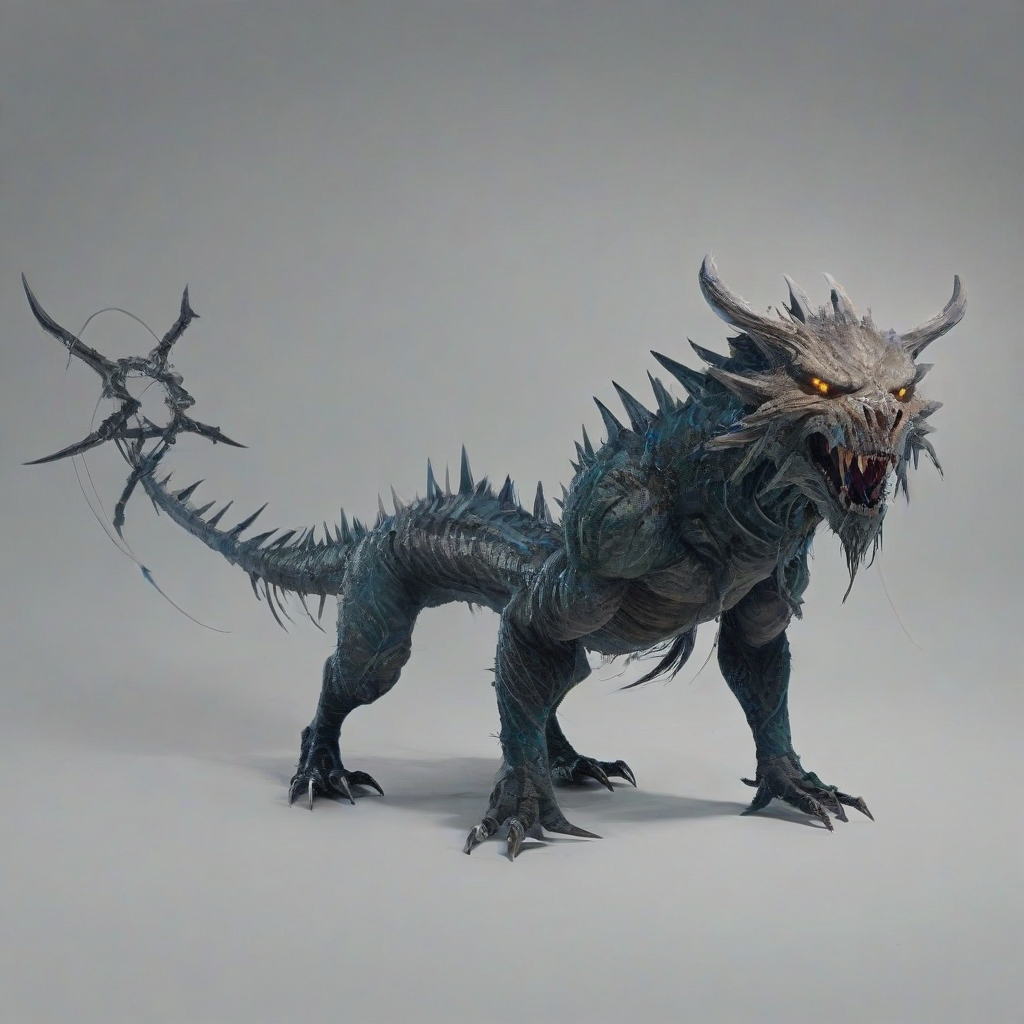 Witcher type monster, bright lighting, on a plain white background, even lighting