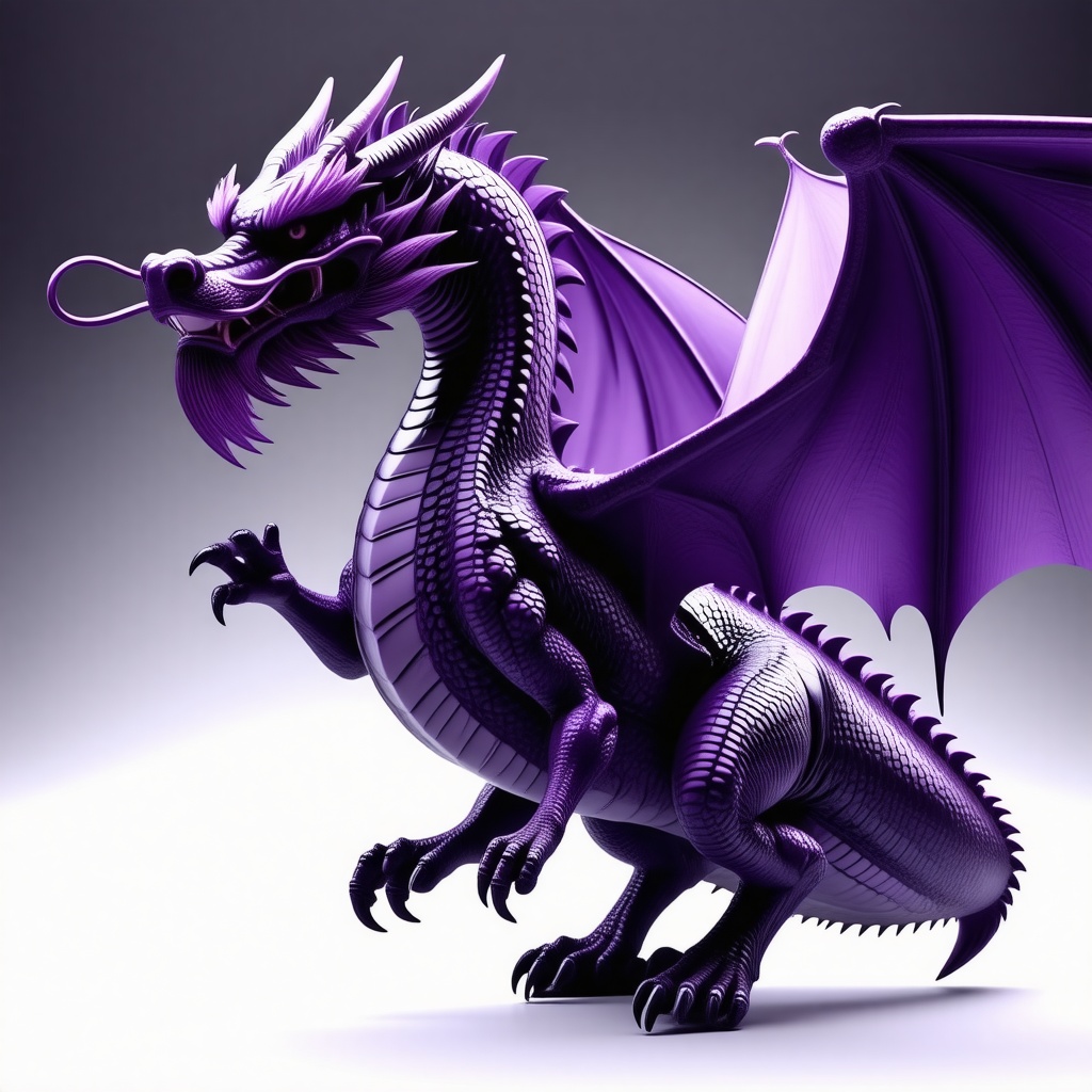 Huge purple dragon full body in flight