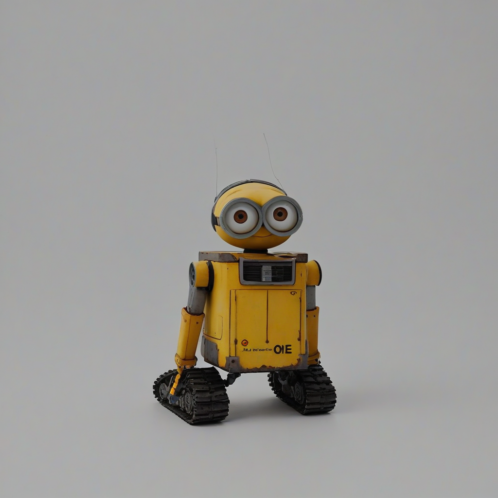 Minion wall-e, on a plain white background, even lighting 