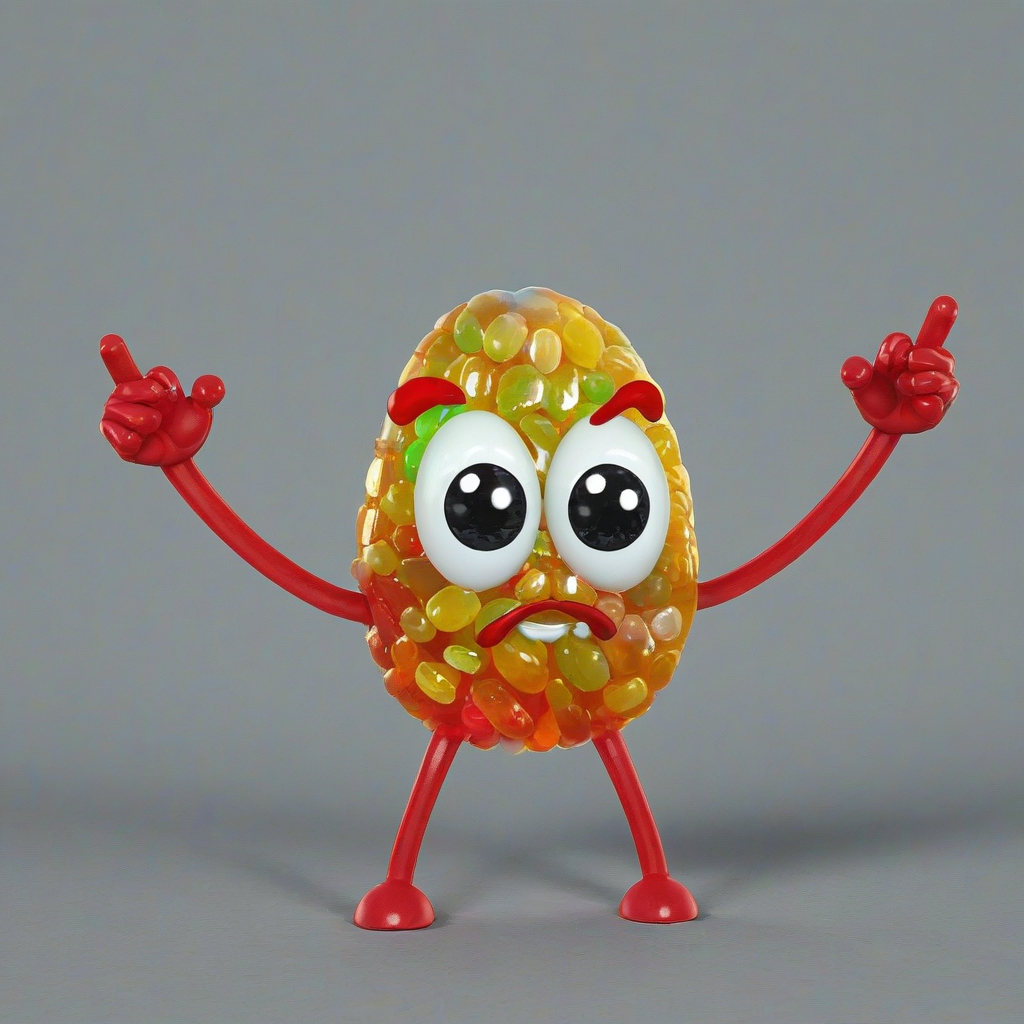 Angry jellybean with 2 arms and legs