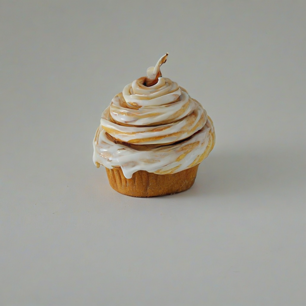 a cinnamon roll pastry hat on a plain white background, even lighting, sweet treats, pastel colors