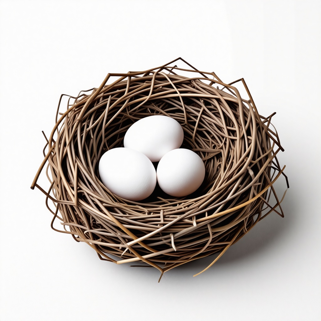robin's nest with three eggs in it