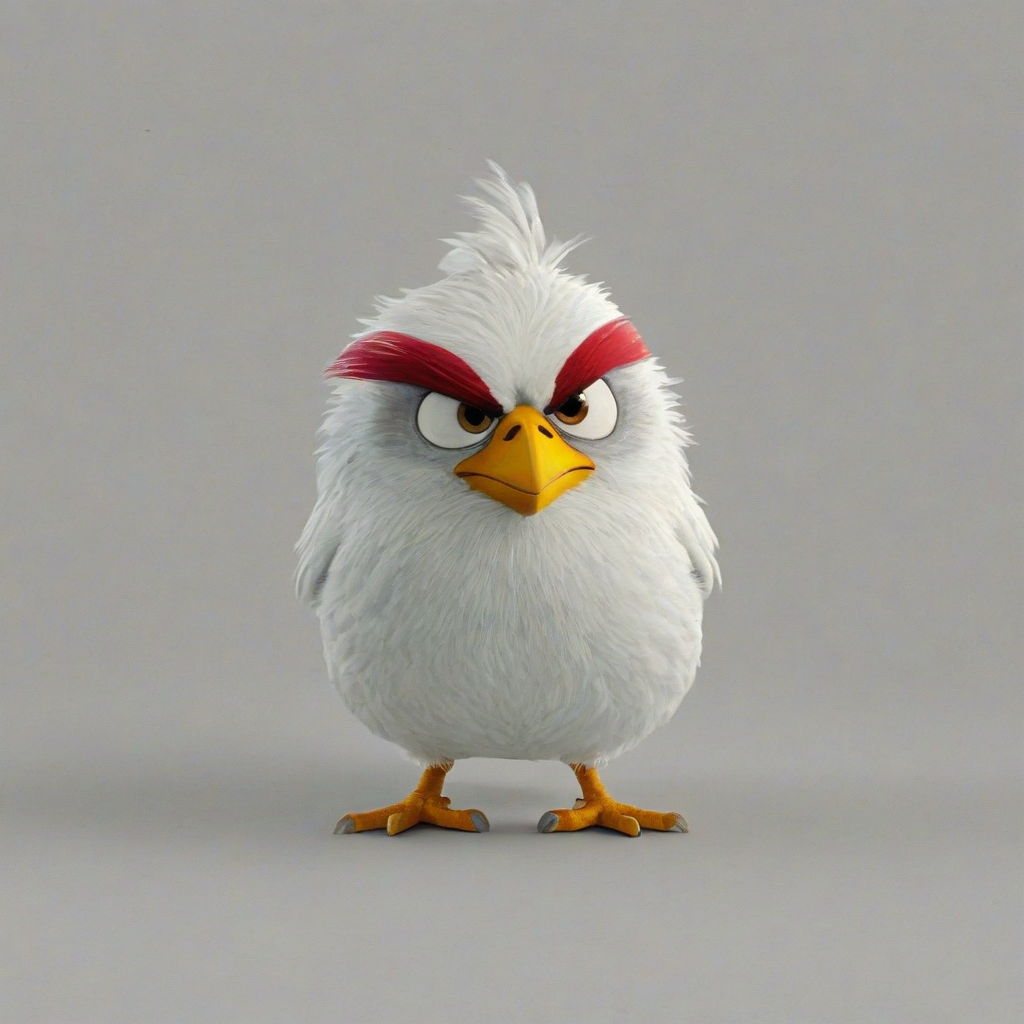Angry Birds style animal, on a plain white background, even lighting