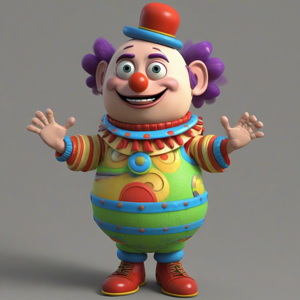Roly poly clown from Toy story, 3d animation style