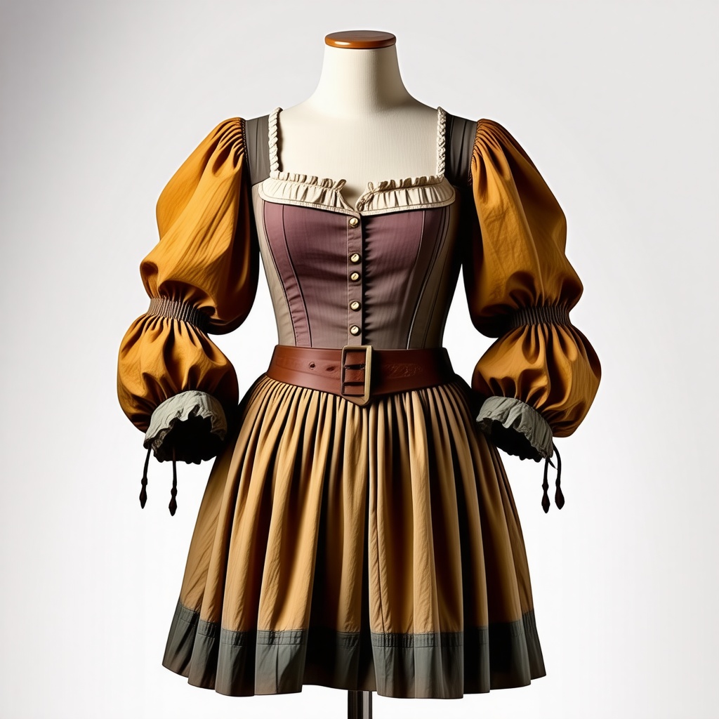 A dress mannequin wearing ragged and dirty mine clothes from 1830