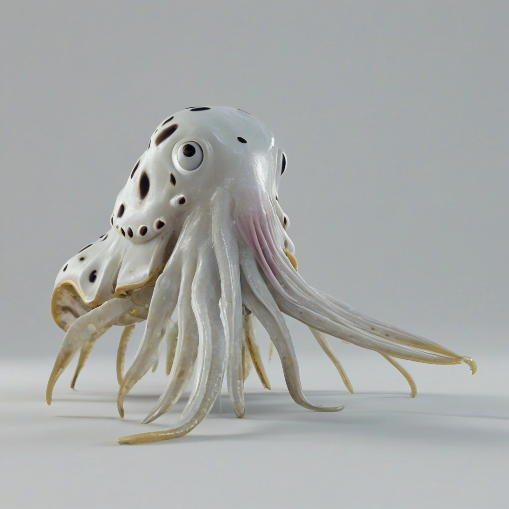 3d cartoon animation, cuttlefish, on a plain white background, even lighting