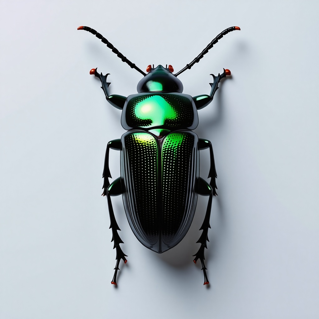 illuminated jewel beetle with two antennas