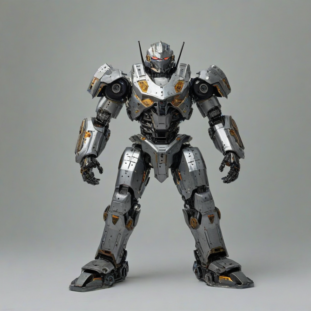 an armored robot, on a plain white background, even lighting