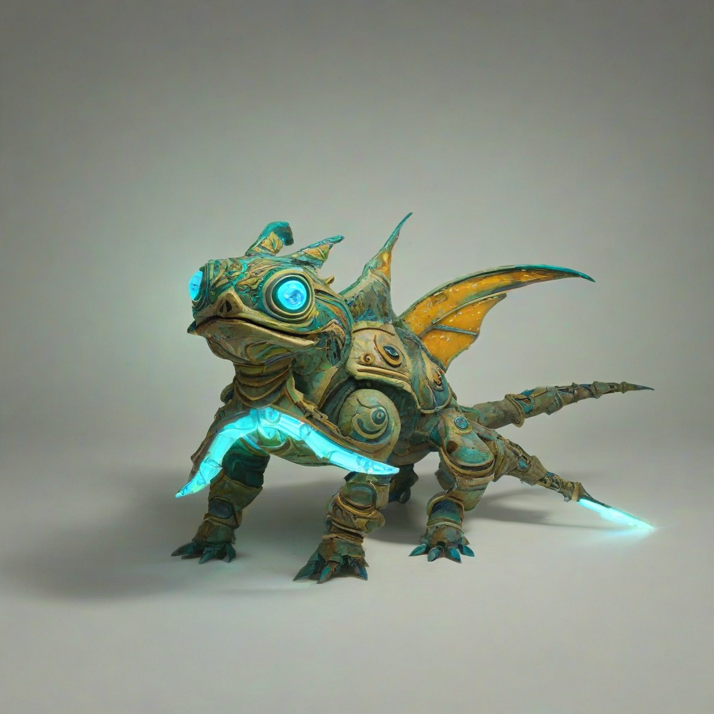 Zelda type creature with bright accents, bright lighting on a plain white background, even lighting, on a plain white background, even lighting