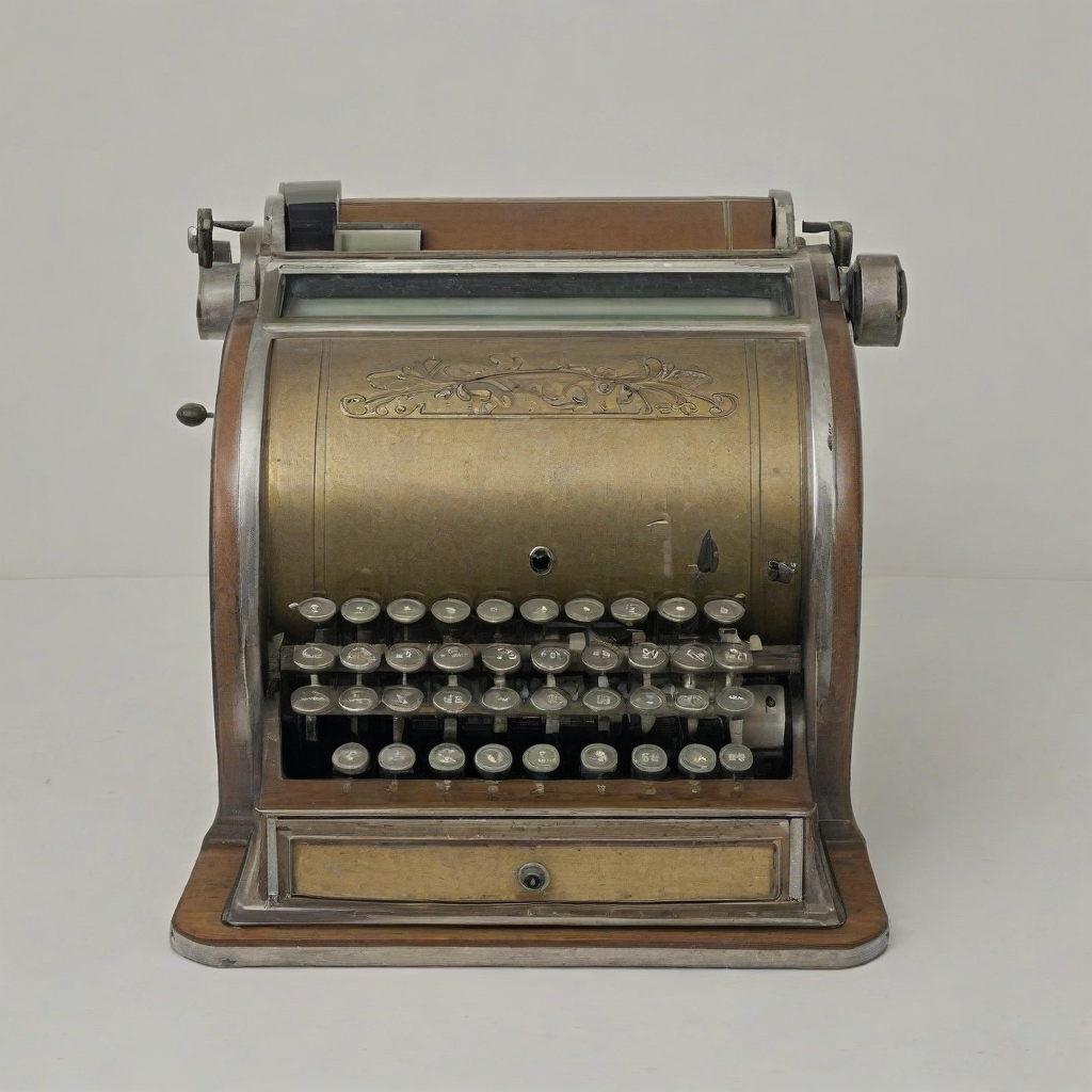antique 1930's cash register, on a plain white background, even lighting