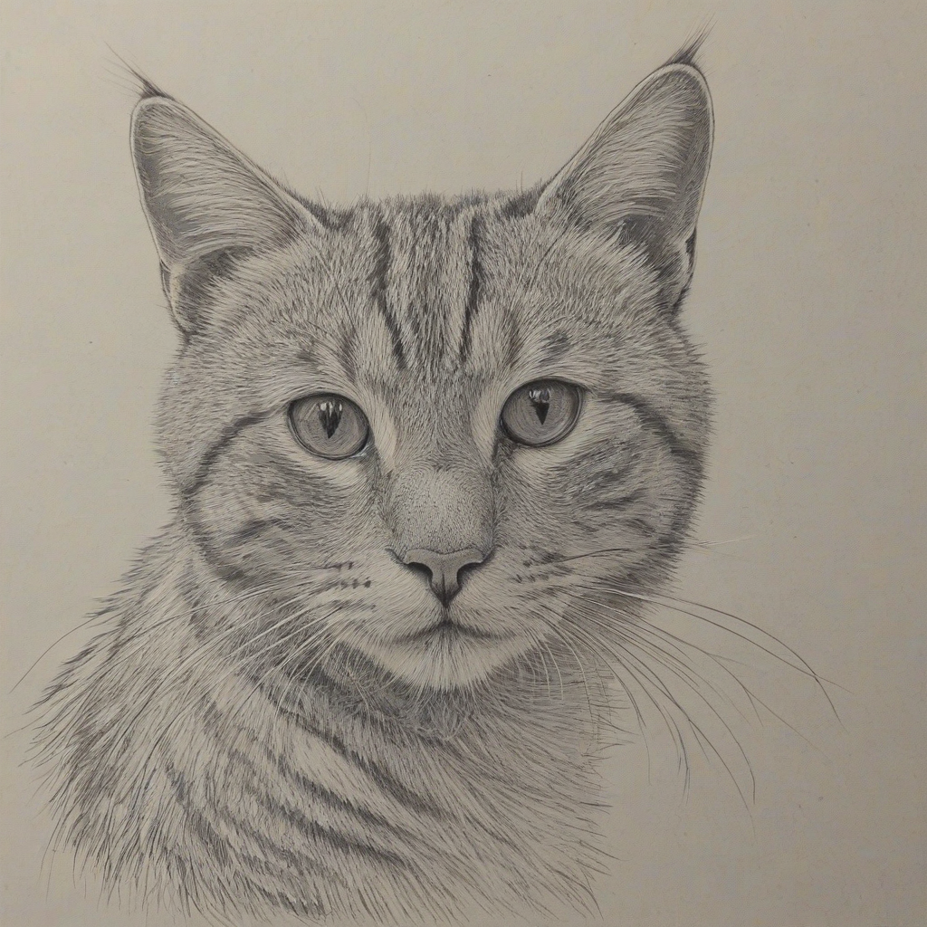 Line drawing of house cat