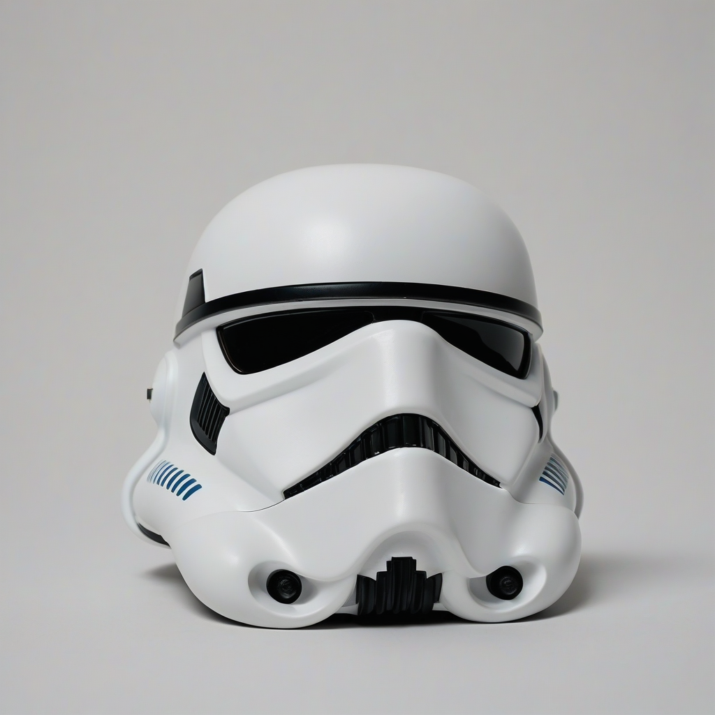 Storm trooper helmet, on a plain white background, even lighting