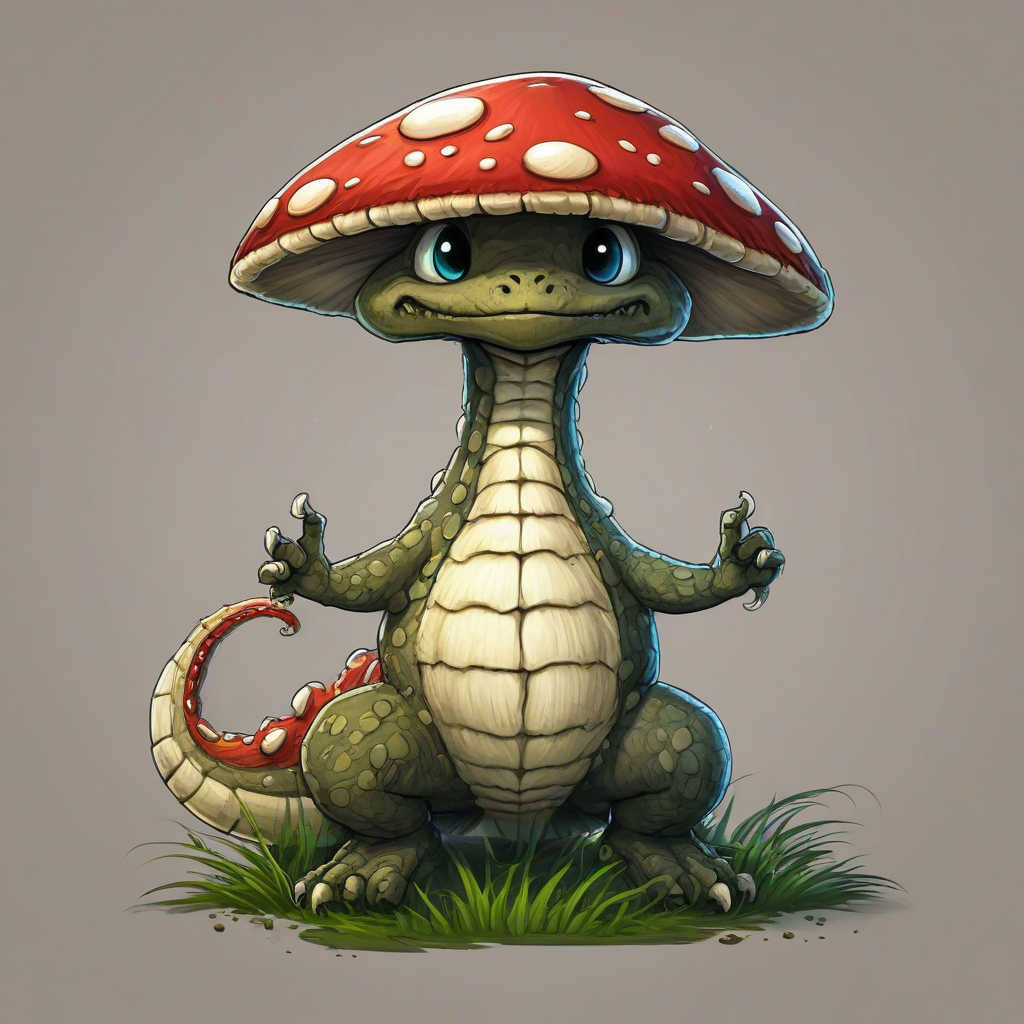 Cartoon version of a mushroom dragon