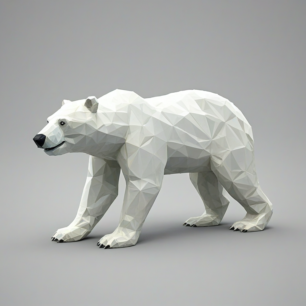cartoon low poly style polar bear, on a plain white background, even lighting