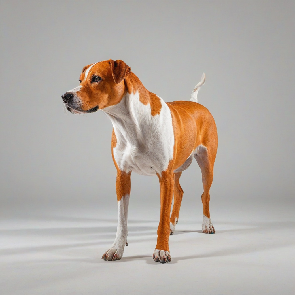 A vibrant orange quadruped, full-body view, wide shot, with a bold and colorful pop art style, dynamic shadows, and a plain white background, feet visible, on a plain white background, even lighting