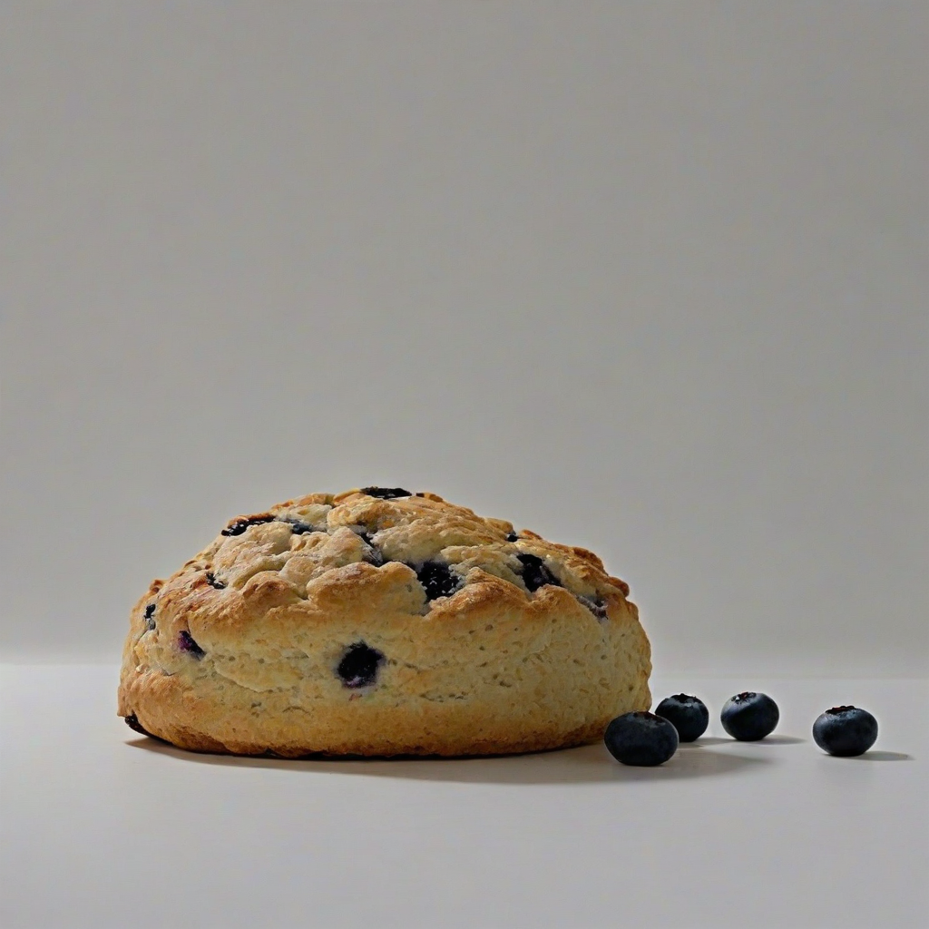delicious, golden brown, blueberry scone, on a plain white background, even lighting